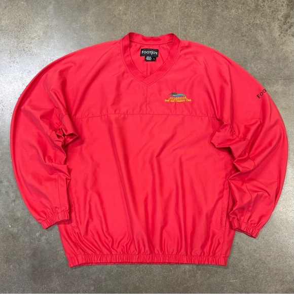 Vintage FootJoy Red Golf Windbreaker Pullover V-Neck Rain Jacket - Picture 2 of 10